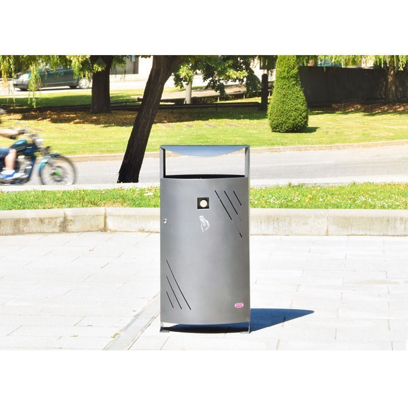 Corbeille Pau cendrier acier mobilier urbain solide ville poubelle en situation