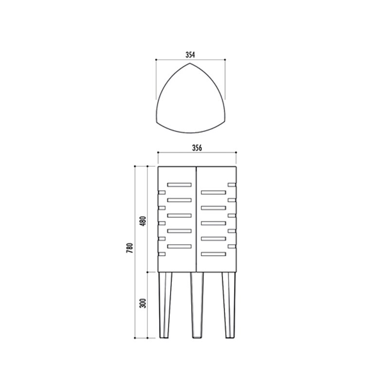 Corbeille Romini acier mobilier urbain dessin technique