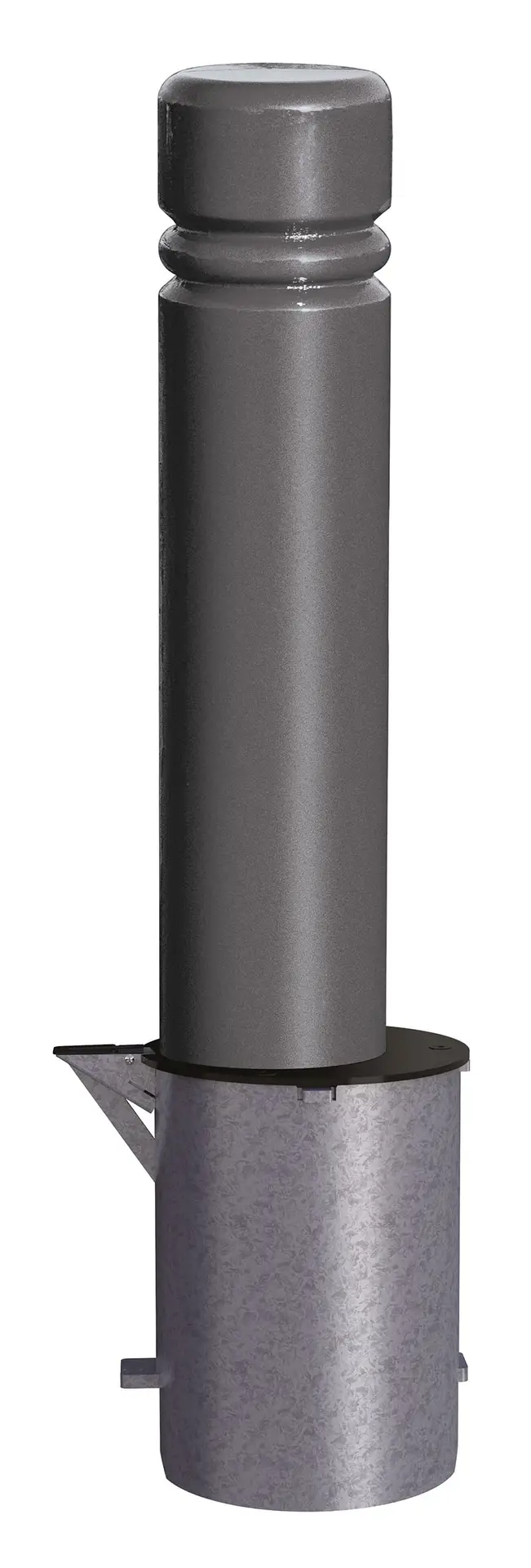 Bollard métallique gris amovible avec embase galvanisée