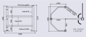 Schéma technique de barrière avec dimensions.