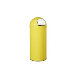 Poubelle jaune cylindrique avec couvercle