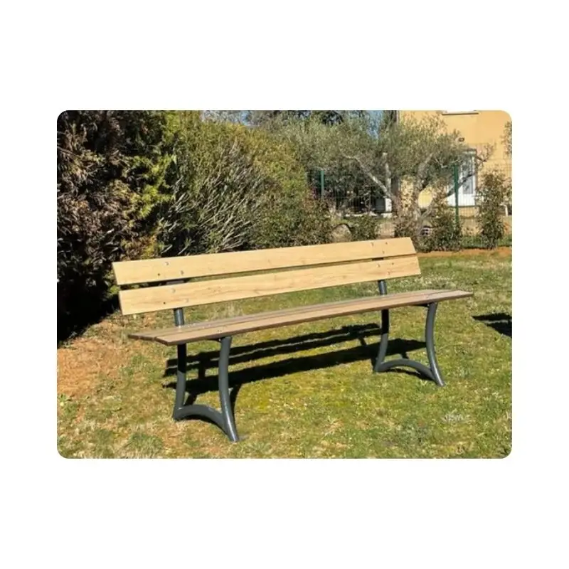 Banc de jardin en bois et pieds en fonte grise