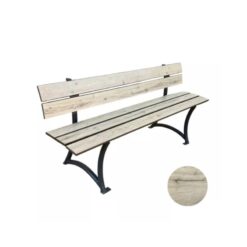 Banc de jardin en bois clair avec pieds en fonte noire