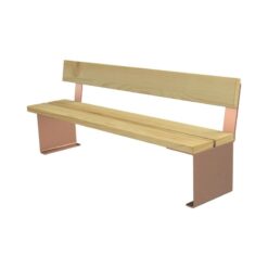 Banc design bois clair et pieds métalliques rose cuivré