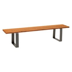 Banc design bois et métal gris sans dossier