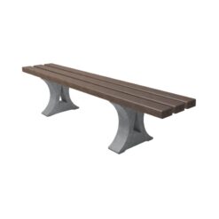 Banc extérieur sans dossier avec pieds en béton et lames bois