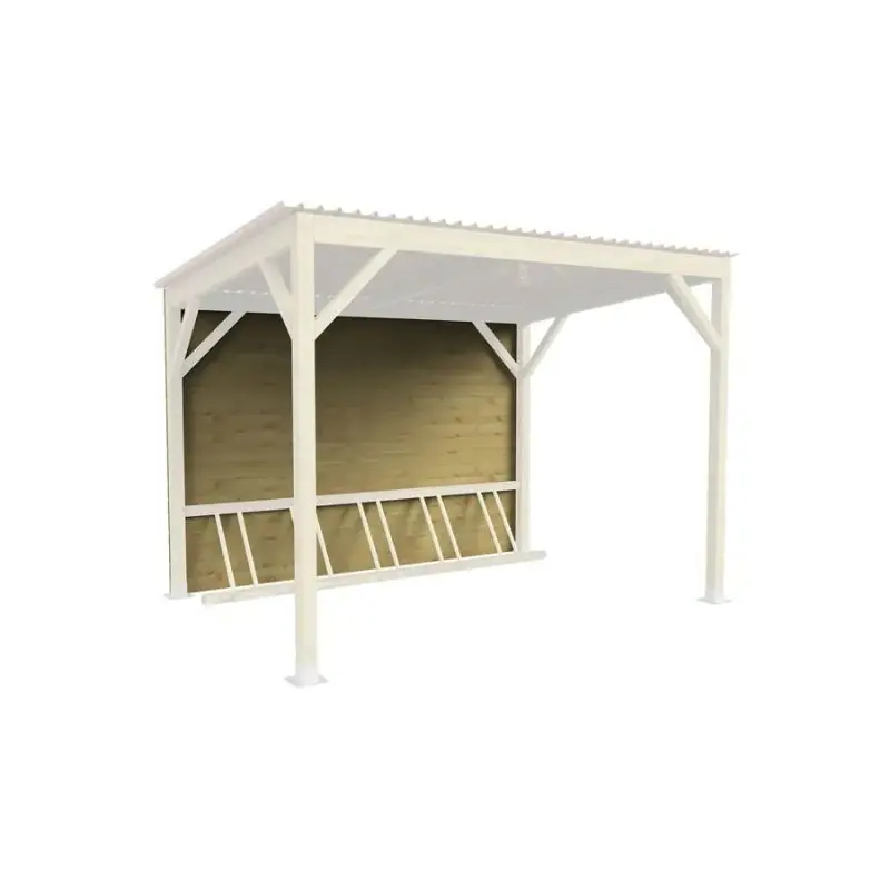 Pergola en bois et métal blanc avec toit plat
