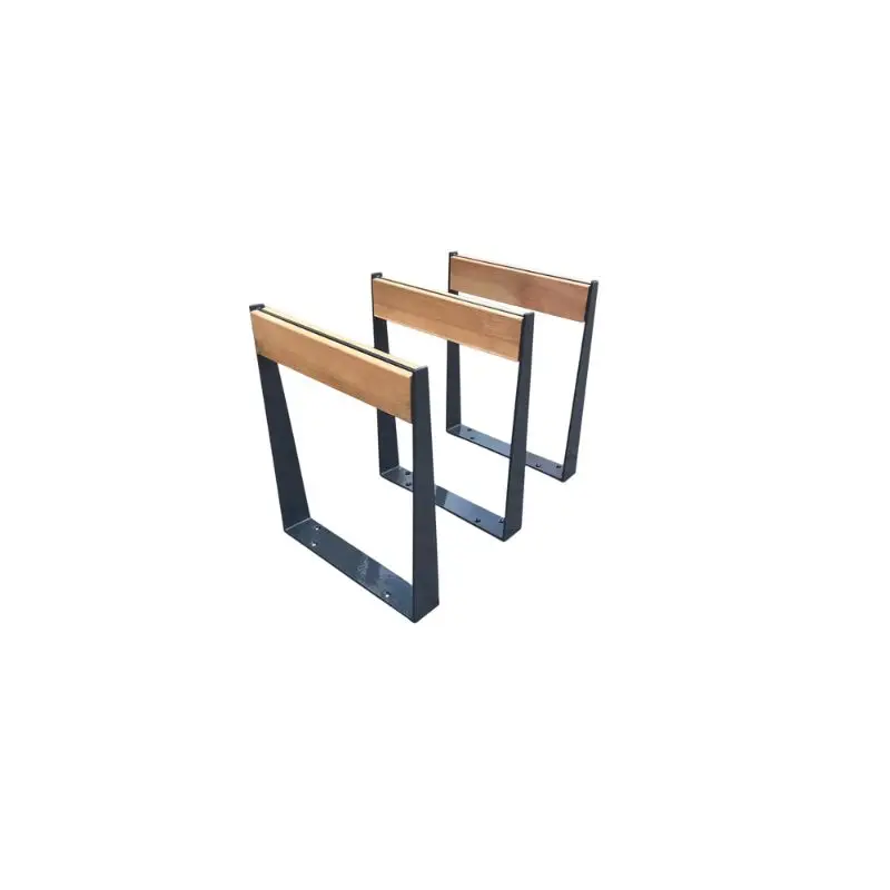 Paire de pieds de table en métal noir et bois naturel