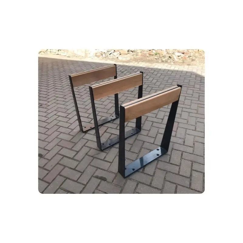 Arceau vélo métal noir avec lames bois, mobilier urbain
