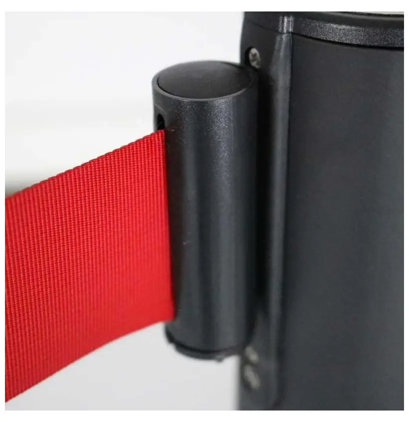 Mécanisme de poteau de file avec sangle rétractable rouge