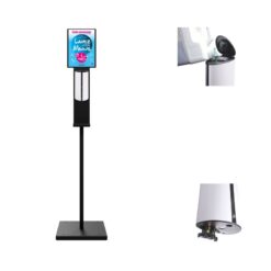 Distributeur de gel hydroalcoolique sur pied avec affiche