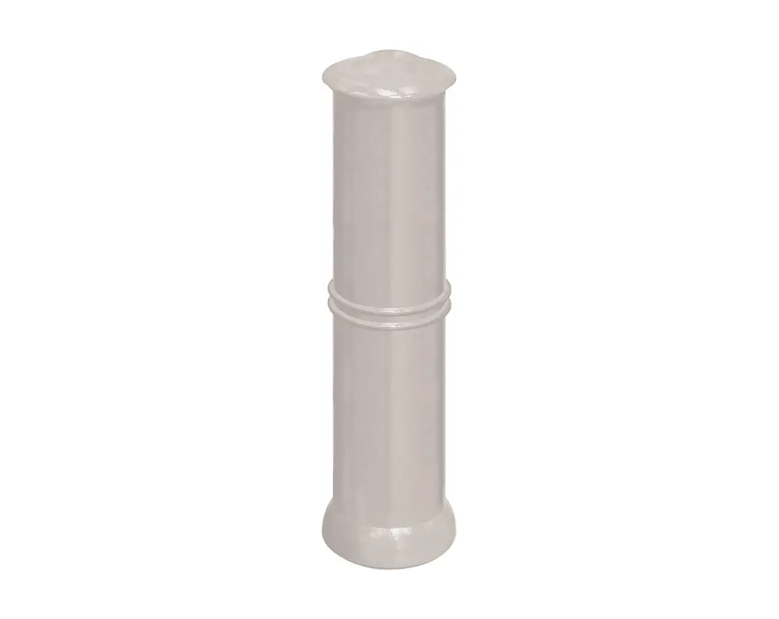 Bollard cylindrique gris clair en fonte sur fond blanc
