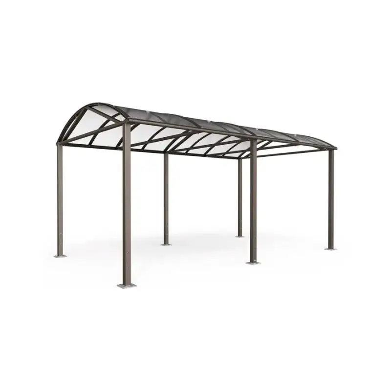 Abri voûté en métal avec toit transparent en polycarbonate