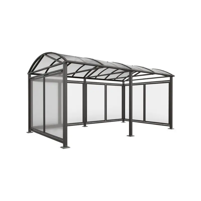 Abri vélo métallique avec toit arrondi transparent et parois latérales